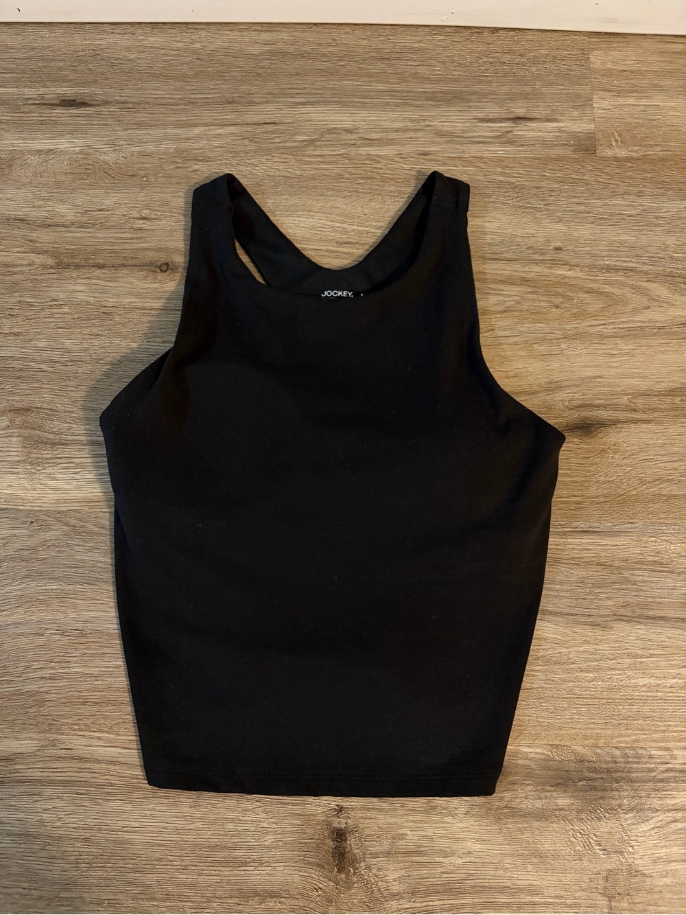 Jockey Black High Neck Racerback Crop Tank with built in bra